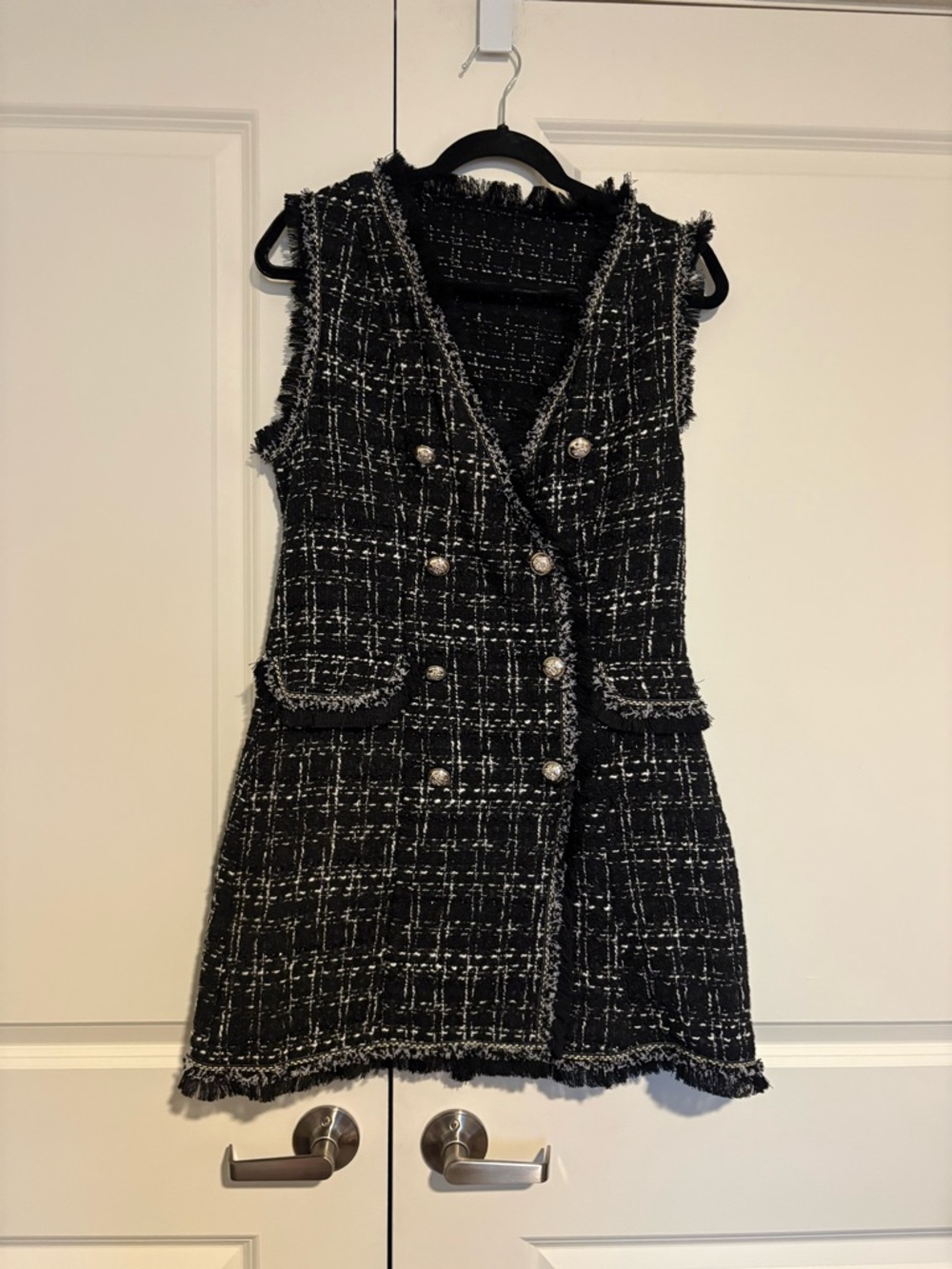 SHEIN Black and White Tweed Mini Dress